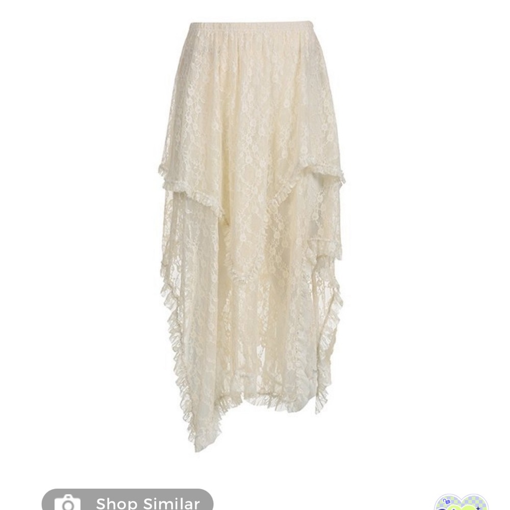 Brand new irregular lace ruffle skirt. Size L. Elastic waistband.